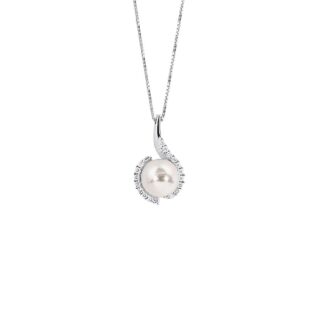 Collana Artlinea in Oro Bianco con Diamanti e Perla - Pearls - CD141-LB