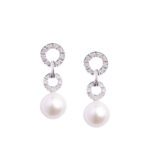 Orecchini da Donna in Oro Bianco con Diamanti e Perle - FP302867E