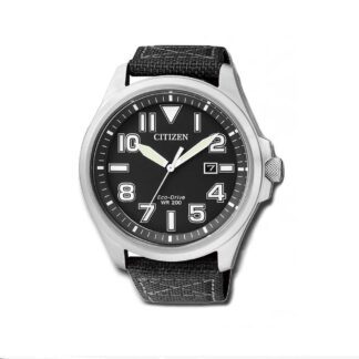 Orologio Citizen Eco Drive Uomo Acciaio Tessuto Military AW1410-24E