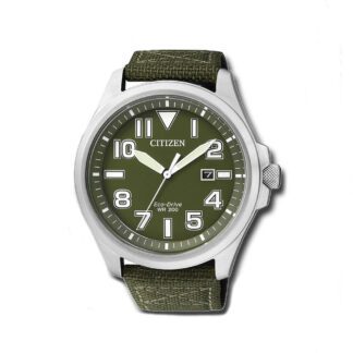 Orologio Citizen Eco Drive Uomo Acciaio Tessuto Military AW1410-32X