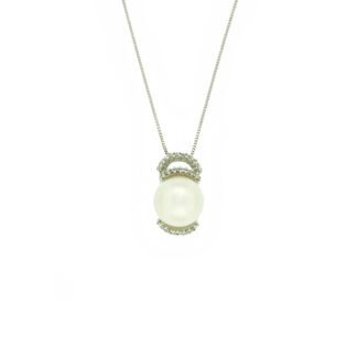 Collana Donna Maiorana in Oro Bianco Diamanti e Perla - 70154C