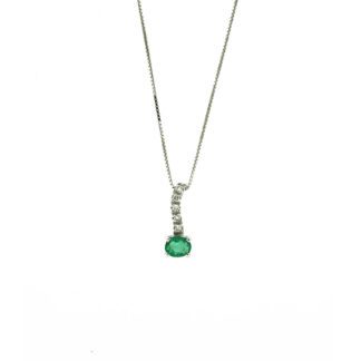 Collana Gival in Oro Bianco con Diamanti e Smeraldo - P10SM