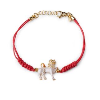 Bracciale Isola Bella Joharia Leone Argento Oro Smalto Zirconi Cotone - 20000210