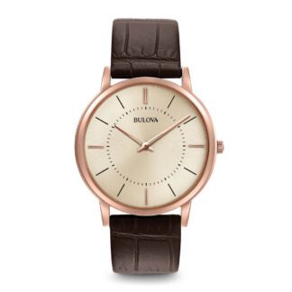 Orologio Bulova Uomo in Acciaio Rosè e Pelle Marrone - 97A126