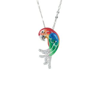 Collana Artlinea in Argento e Smalto con Zirconi | Pappagallo Medio - ZCL1140-MB