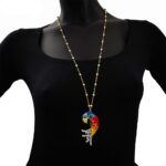 Collana Artlinea in Argento e Smalto con Zirconi | Pappagallo Grande - ZCL1147-MG