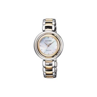 Orologio Citizen in Acciaio da Donna Solo Tempo Eco Drive Bicolore con Madreperla - Lady -EM0666-89D