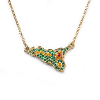 Collana Isola Bella Argento Dorato Zirconi Smalti - Sicilia - 20000870
