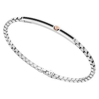 Bracciale Zancan Argento Oro Rosa Spinelli Neri Insignia 925 - EXB732R