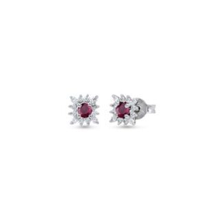 Orecchini Artlinea in Oro Bianco con Diamanti e Rubini - OD083/RU-LB