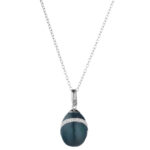 Ciondolo Tatiana Fabergé Argento Smalto Petrolio Zirconi - Anastasija - P23999GRS