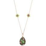 Collana Tatiana Fabergé Argento Rosato Smalto Verde Zirconi - Tamara - TMP01RGR
