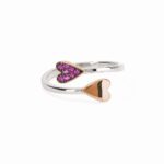 Anello Doppio Cuore Mabina in Argento con Rubini Sintetici - 523131