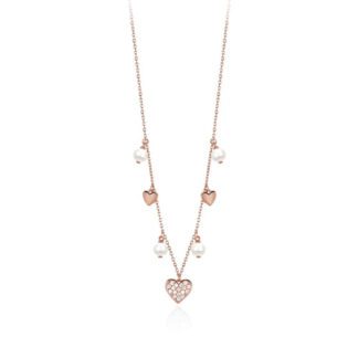 Collana Girocollo Mabina Argento Rosato Zirconi Perle - 553284