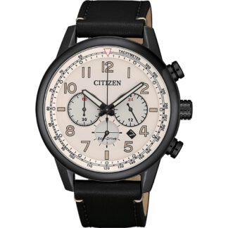 Orologio Citizen Eco Drive Cronografo Acciaio Nero Pelle - Millitary - CA4425-10X