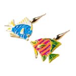 Orecchini Isola Bella Argento Dorato Smalto - Pesce - 20000879