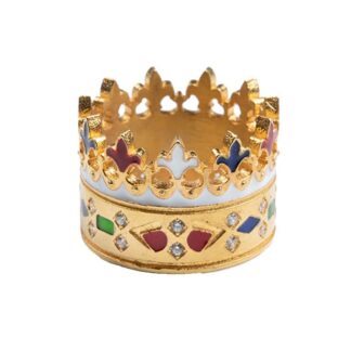 Anello Isola Bella Argento Dorato Smalto Cristalli - Corona - 20000955