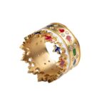Anello Isola Bella Argento Dorato Smalto Cristalli - Corona - 20000955