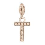 Charm Rosato Argento PVD Rosè Lettera T - Storie - Z098