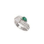 Anello Davite & Delucchi Oro Bianco Diamanti Smeraldi - AA 030765SM