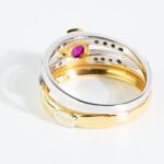 Anello in Oro Giallo e Oro Bianco con Diamanti e Rubino - 0180