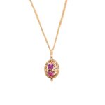 Collana con Ciondolo in Oro Rosa Diamanti e Zaffiri Rosa - KQ01PPR
