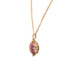Collana con Ciondolo in Oro Rosa Diamanti e Zaffiri Rosa - KQ01PPR