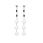 Orecchini Pendenti in Oro Bianco con Onice, Agata e Diamante - Stile Antico - KDBO30