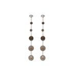 Orecchini Pendenti in Oro Bianco con Topazio Fumè e Diamante - Stile Antico - KDFO20