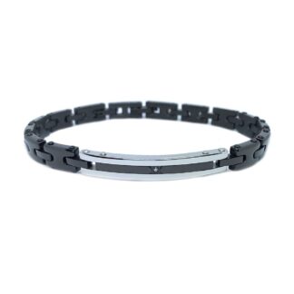 Bracciale Zancan in Acciaio Nero con Zircone - Hiteck - EHB214