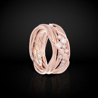 Anello 10 Fili in Oro Rosa 18kt con Diamanti - Ten Collection - AN100RBT