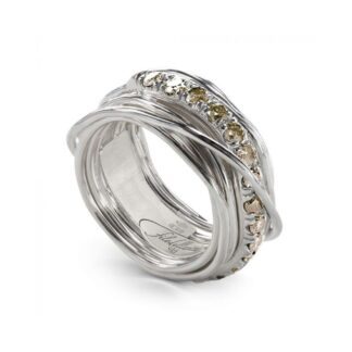Anello 13 Fili in Argento con Diamanti Brown - Prezioso Collection - AN113ABR
