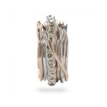 Anello 13 Fili in Argento e Oro Rosa con Diamanti Brown - Prezioso Collection - AN113ARBR