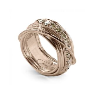 Anello 13 Fili in Oro Rosa con Diamanti Brown - Prezioso Collection - AN113RBR