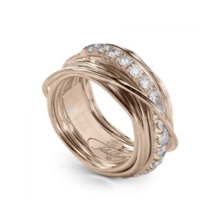 Anello 13 Fili in Oro Rosa con Diamanti - Prezioso Collection - AN113RBT