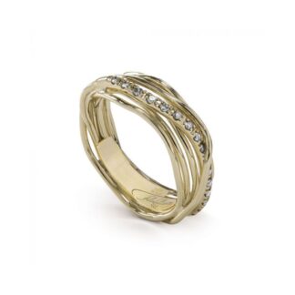 Anello 7 Fili in Oro Giallo 9kt con Diamanti - Classic Collection - AN7GBT
