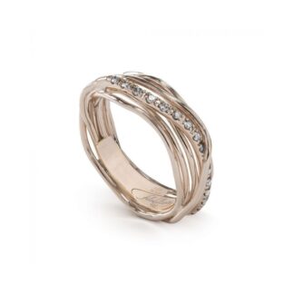 Anello 7 Fili in Oro Rosa 9kt con Diamanti - Classic Collection - AN7RBT
