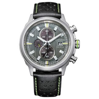 Orologio Eco Drive Cronografo Citizen in Acciaio e Pelle - Crono Sport - CA0739-13H