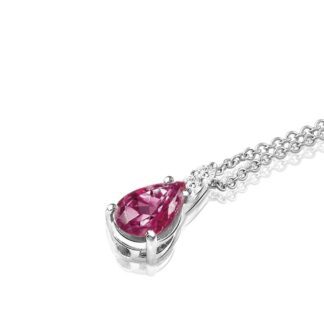 Collana Mey in Oro Bianco con Rubino e Diamanti Goccia - CDMEY CLA-R2