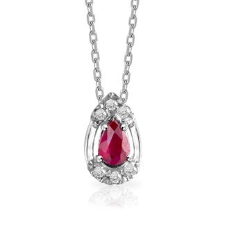 Collana Mey in Oro Bianco con Rubino e Diamanti Goccia - CDMEY GLA-RB