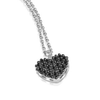 Collana Mey in Oro Bianco con Diamanti Neri Cuore - CDMEY HRT-DK1