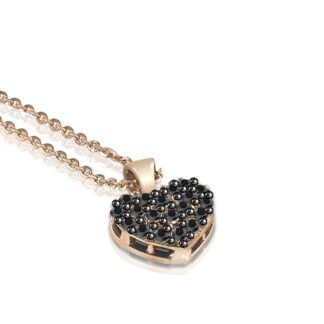 Collana Mey in Oro Rosa con Diamanti Neri Cuore - CDMEY HRT-DK2
