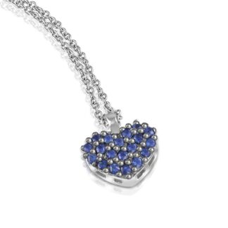 Collana Mey in Oro Bianco con Zaffiri Cuore - CDMEY HRT-SH