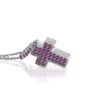 Collana Mey in Oro Bianco con Rubino e Diamanti Ovale - CDMEY SBR-RB