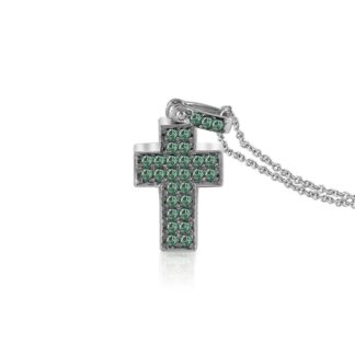 Collana Mey in Oro Bianco con Smeraldo e Diamanti Ovale - CDMEY SBR-EM