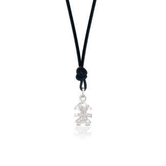 Ciondolo Le Bebè Bimba in Oro Bianco con Diamanti - I Pavè Mini - LBB035