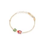 Bracciale Le Bebè in Oro Giallo e Smalto | Quadrifoglio e Civetta - Primegioie - PMG033