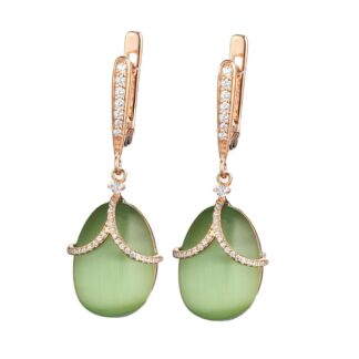 Orecchini Tatiana Fabergé in Argento con Occhio di Gatto e Zirconi - Olga - E1151GR
