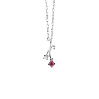 Collana Artlinea in Oro Bianco con Diamante e Rubino - CD045-LB