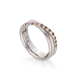 Anello 3 Fili in Argento con Diamanti Brown - Classic - AN8ABR